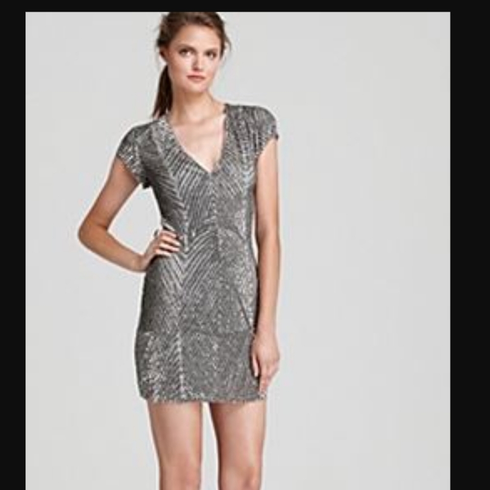 PARKER  beaded sequin mini dress size 2 Xs